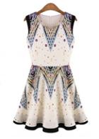 Rosewe Star Style Tank Pattern Printed High Waist Dress