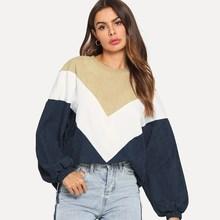 Shein Cut-and-sew Corduroy Chevron Sweatshirt