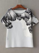 Shein White Short Sleeve Printed T-shirt