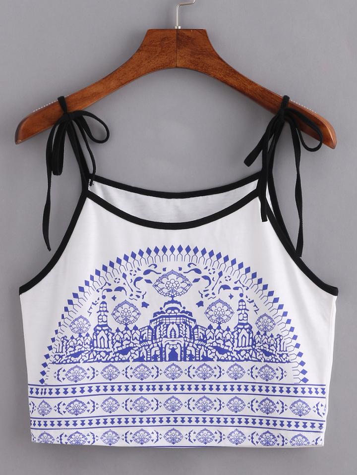 Shein White Spaghetti Strap Crop Top