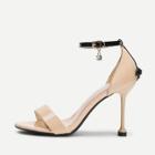 Shein Ankle Strap Pu Heels With Bow