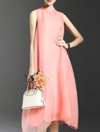 Shein Pink Collar Sleeveless Shift Dress