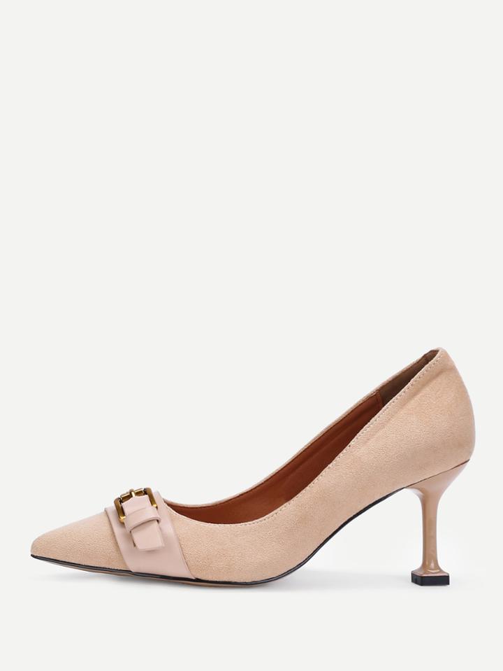 Shein Buckle Detail Pointed Toe Stiletto Pumps