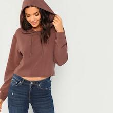 Shein Drawstring Solid Hoodie