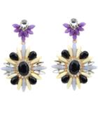 Shein Black Flower Gemstone Gold Earrings