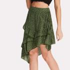 Shein Polka Dot Asymmetrical Ruffle Hem Skirt