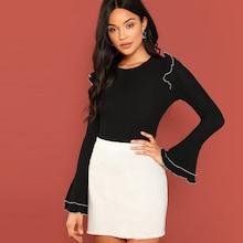 Shein Ruffle Detail Solid Tee