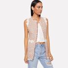 Shein Lace Contrast Tweed Shell Top