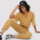 Shein Flutter Sleeve O-ring Zip Up Hooded Jumpsuit