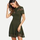 Shein Lace Insert Fit & Flared Dress