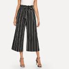 Shein Striped Belted Frill Pants