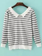 Shein Grey Chelsea Collar Striped Knitwear