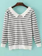 Shein Grey Chelsea Collar Striped Knitwear