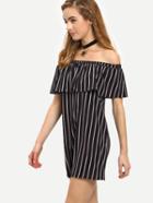 Shein Off-the-shoulder Vertical Striped Dress