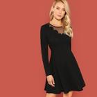 Shein Contrast Mesh Long Sleeve Dress