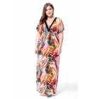 Shein Plus V Cut Back Knot Detail Printed Dress