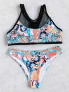 Shein Mixed Print Net Design Bikini Set