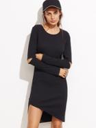Shein Black Cutout Elbow Asymmetric Dress