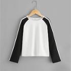 Shein Girls Striped Side Raglan Sleeve Tee