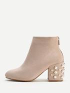 Shein Faux Pearl Back Zipper Ankle Boots