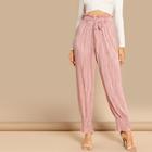 Shein Tie Neck Frill Trim Pleated Pants