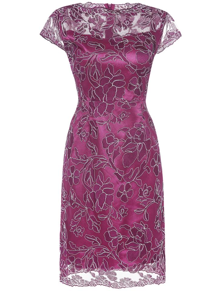 Shein Purple Gauze Embroidered Sheath Dress
