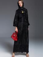 Shein Black Scarf Contrast Lace Maxi Dress