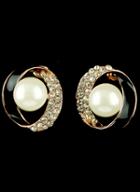 Shein Gold Pearl Diamond Circle Earrings