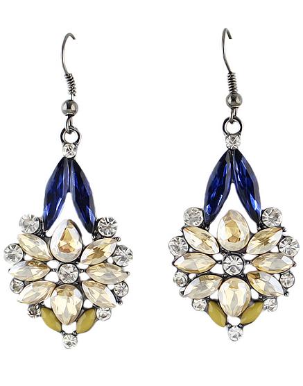 Shein Yellow Blue Gemstone Dangle Earrings