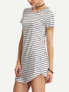 Shein Striped Curved Hem T-shirt Dress