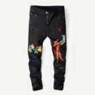 Shein Men Embroidery Destroyed Jeans