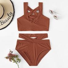 Shein Cut-out Criss Cross Bikini Set