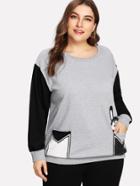 Shein Cut And Sew Cartoon Patched Sweatshirt