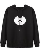 Shein Black Graphic Print Hooded Sweatshirt