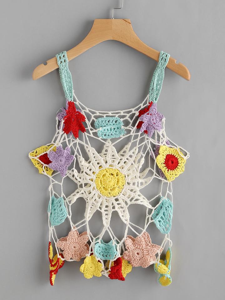 Shein Sun Flower Crochet Tank Top