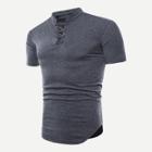 Shein Men Lace Up Solid T-shirt