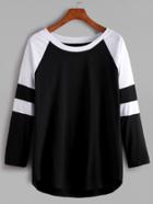 Shein Black And White Contrast Raglan Sleeve T-shirt