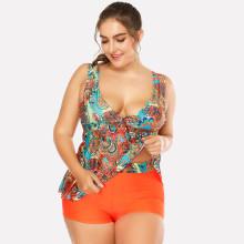 Shein Plus Knot Front Tankini Set