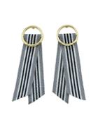 Shein Gray-black Long Stripe Cloth Drop Earrings