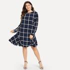 Shein Plus Grid Godet Dress