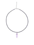 Shein Pink Faux Gemstone Pendant Rope Necklace