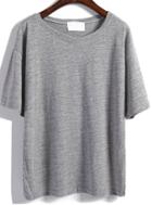 Shein Grey Round Neck Short Sleeve Loose T-shirt