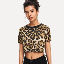 Shein Leopard Crop T-shirt