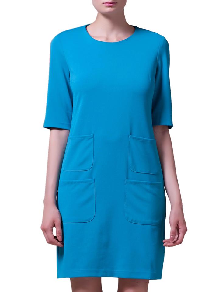Shein Blue Half Sleeve Pockets Sheath Dress