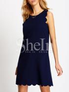 Shein Royal Blue Sleeveless Scallop Shift Dress