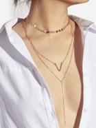 Shein Letter V & Sequin Detail Layered Chain Necklace