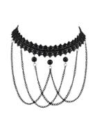 Shein Black Chain Lace Flower Statement Choker Collar Necklaces