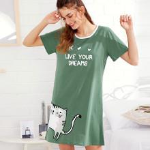 Shein Cat & Letter Print Dress