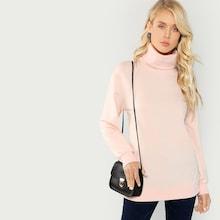 Shein Turtle Neck Drop Shoulder Longline Sweatshirt