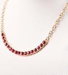 Shein Red Gemstone Gold Chain Necklace